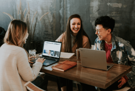 students studying abroad chatting