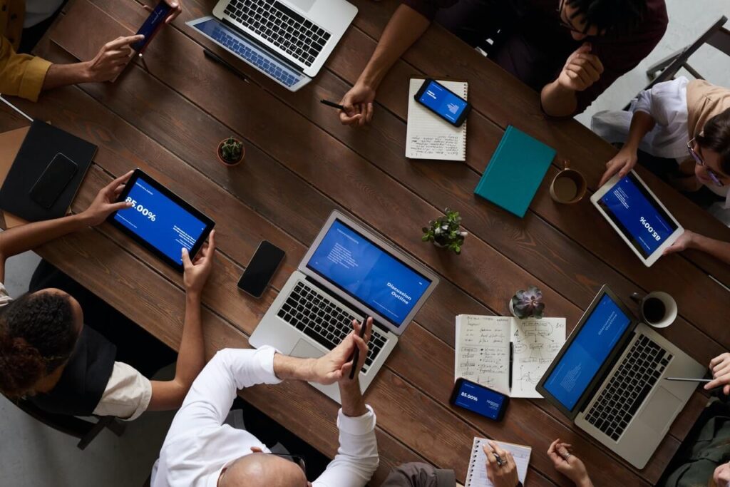 Entrepreneurs gathered in a business meeting.