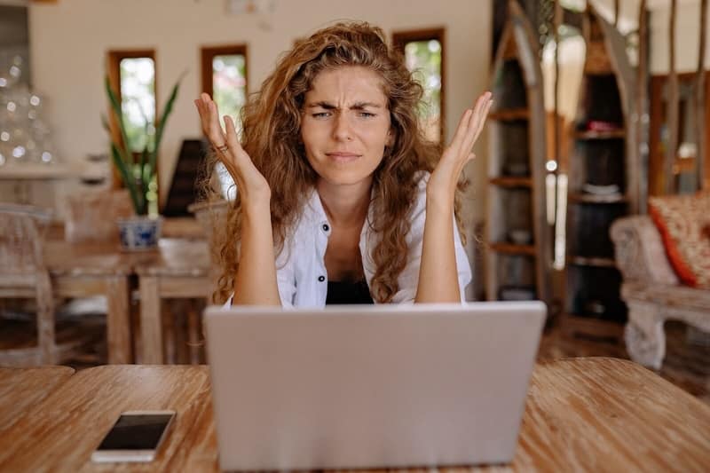 Woman confused about the study abroad process. 