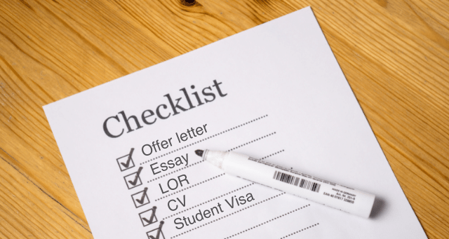 Checklist for overseas education.