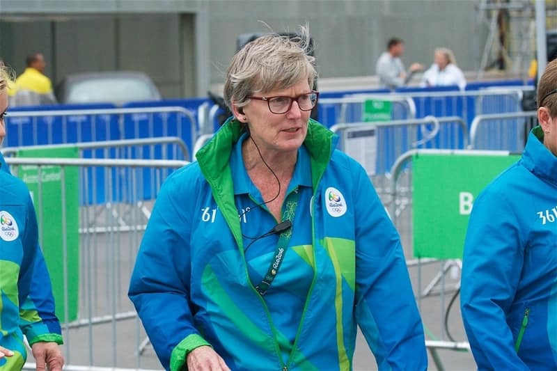 Sue Natoli at the women’s paddling tournament breaking the bias